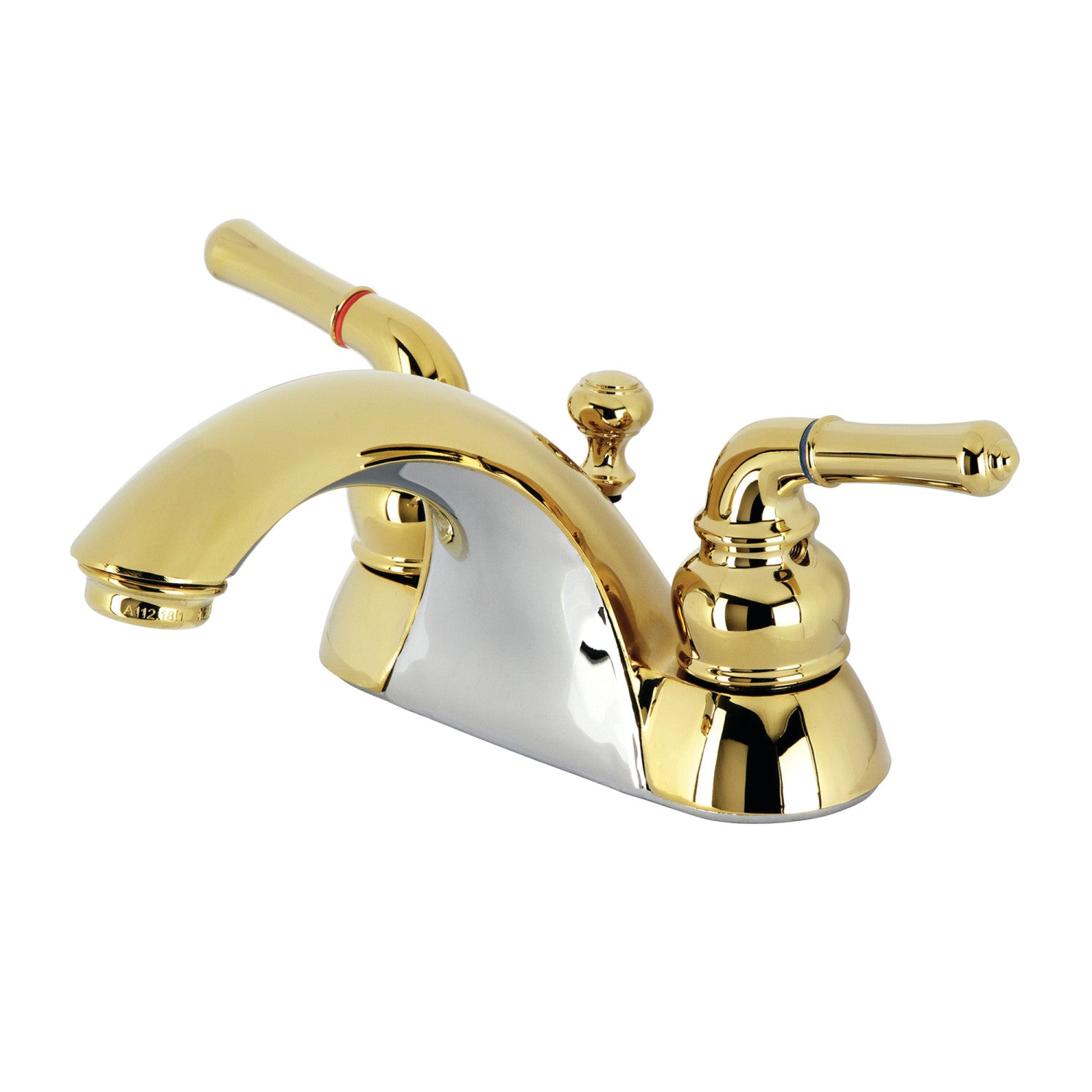 Kingston Tulare KB2622B - Naples Double-Handle 3-Hole Deck Mount 4-Inch Centerset Bathroom Faucet, Polished Brass — image 1